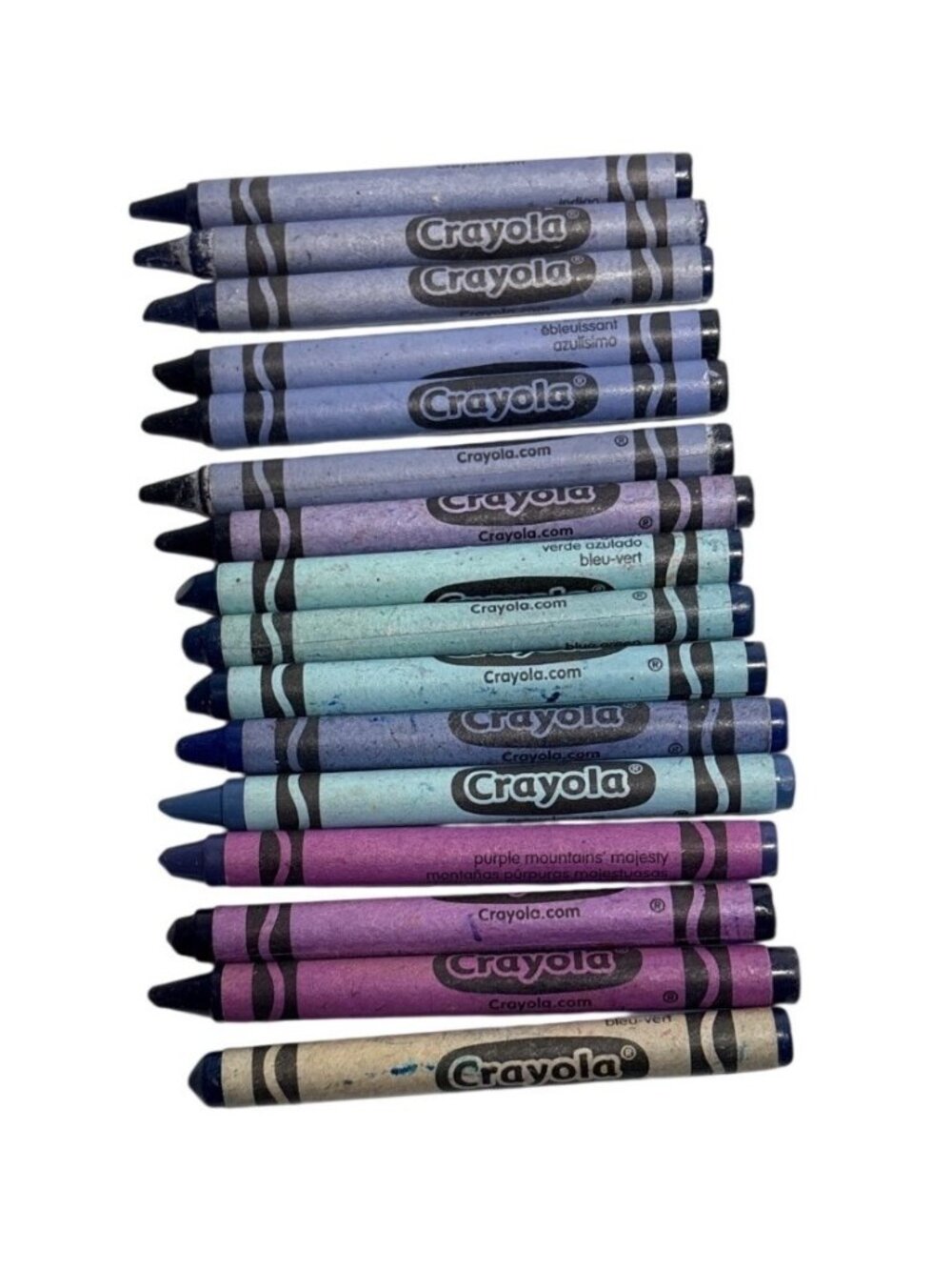 Crayola Crayons Lot Of 16 Purple Mnt Magesty Green Blue Indigo Violet Periwinkle